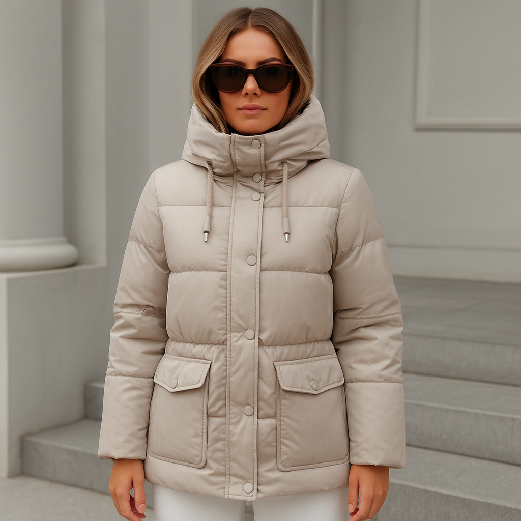 Waist Quilted Mid Length Jacket