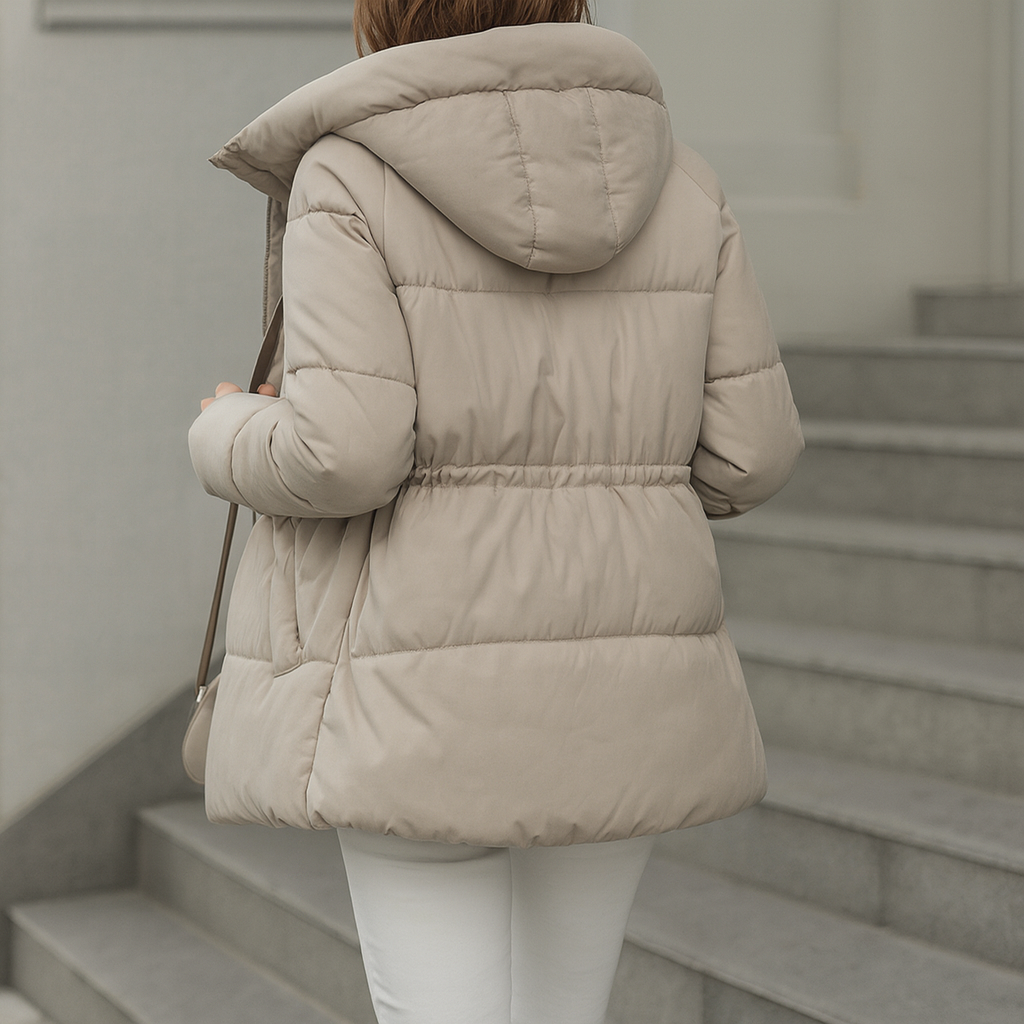 Waist Quilted Mid Length Jacket